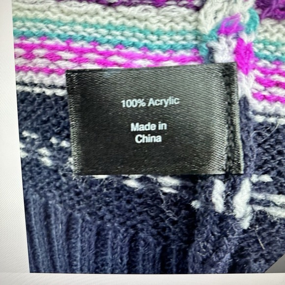 Lane Bryant Long Line Cardigan Sweater‎ Womens 26/28 Blue Multicolor Trim Duster - Picture 5 of 8